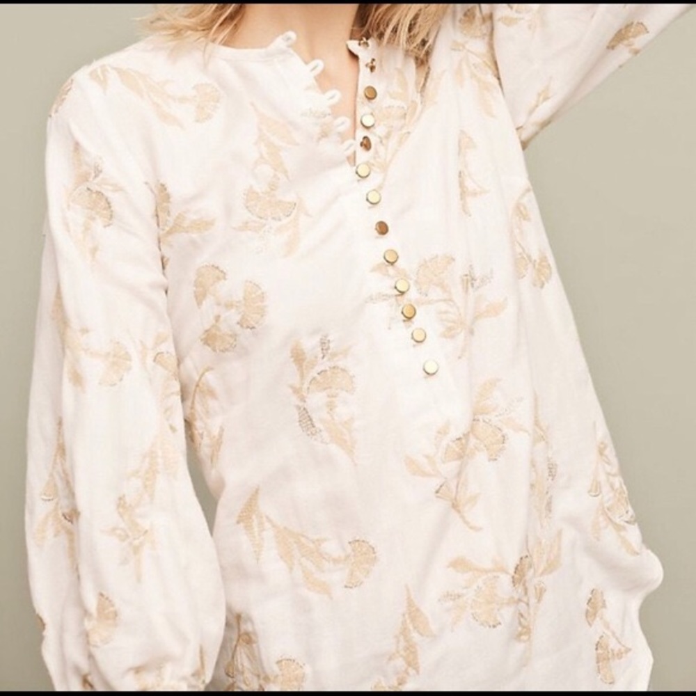 Anthropologie Floreat Atley Embroidered Tunic